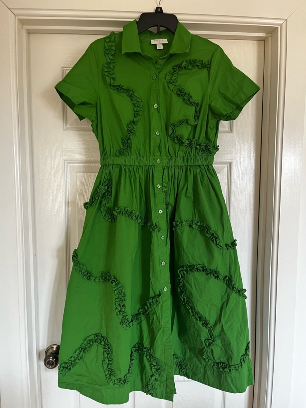 Kate Spade x Target Green Ruffle-Trim Button-Front Midi Dress - Picture 4 of 5
